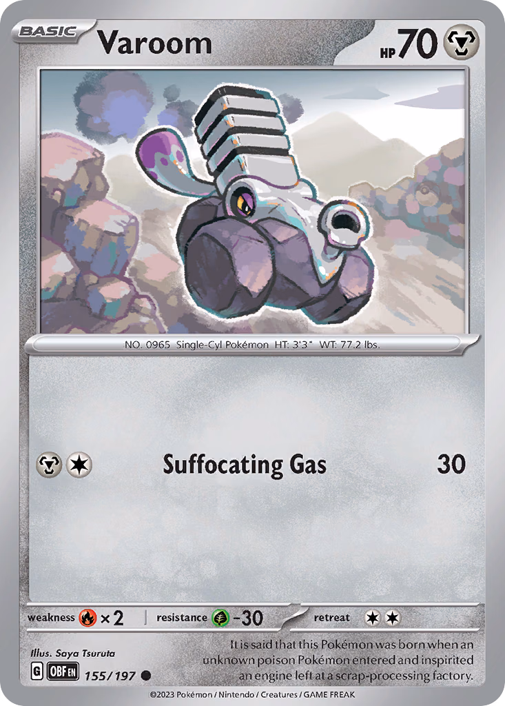 Varoom Pokemon card (155/197, Obsidian Flames)