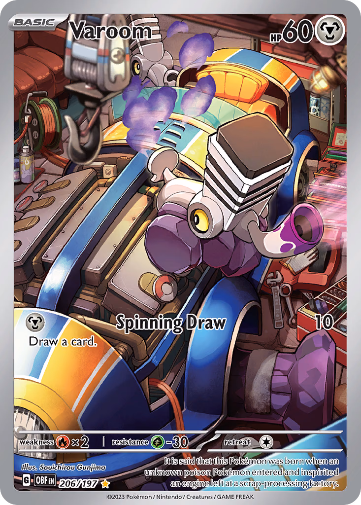 Varoom Pokemon card (206/197, Obsidian Flames)