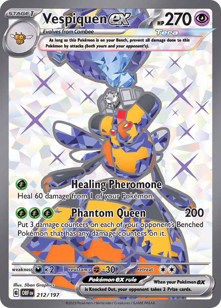 Vespiquen ex Pokemon card (212/197, Obsidian Flames)