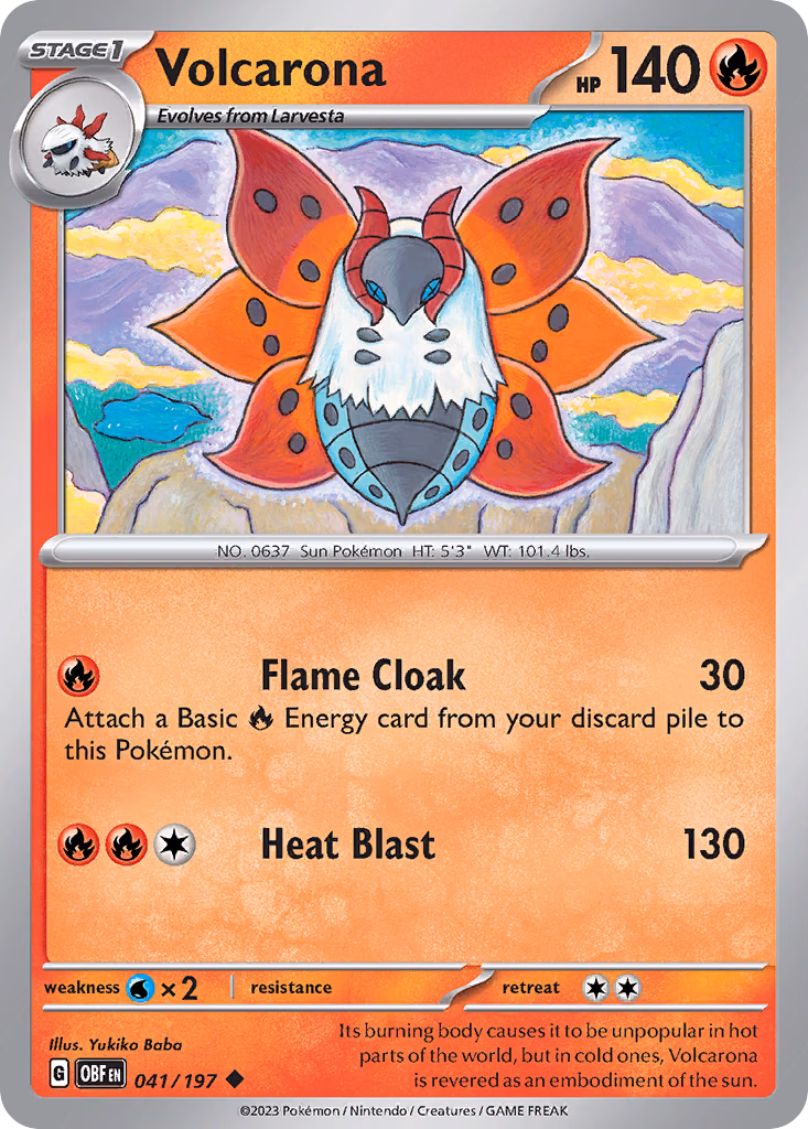 Volcarona Pokemon card (041/197, Obsidian Flames)