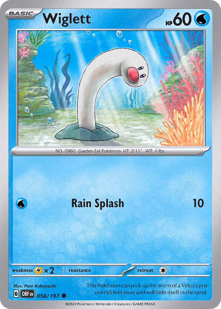 Wiglett Pokemon card (058/197, Obsidian Flames)