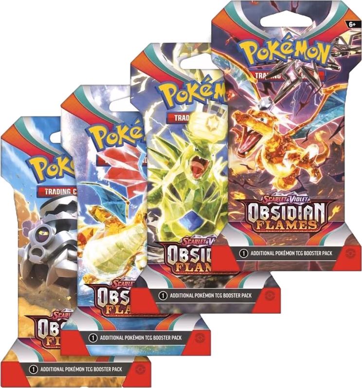 Pokemon Obsidian Flames Sleeved Booster Pack Art Bundle [Set of 4]