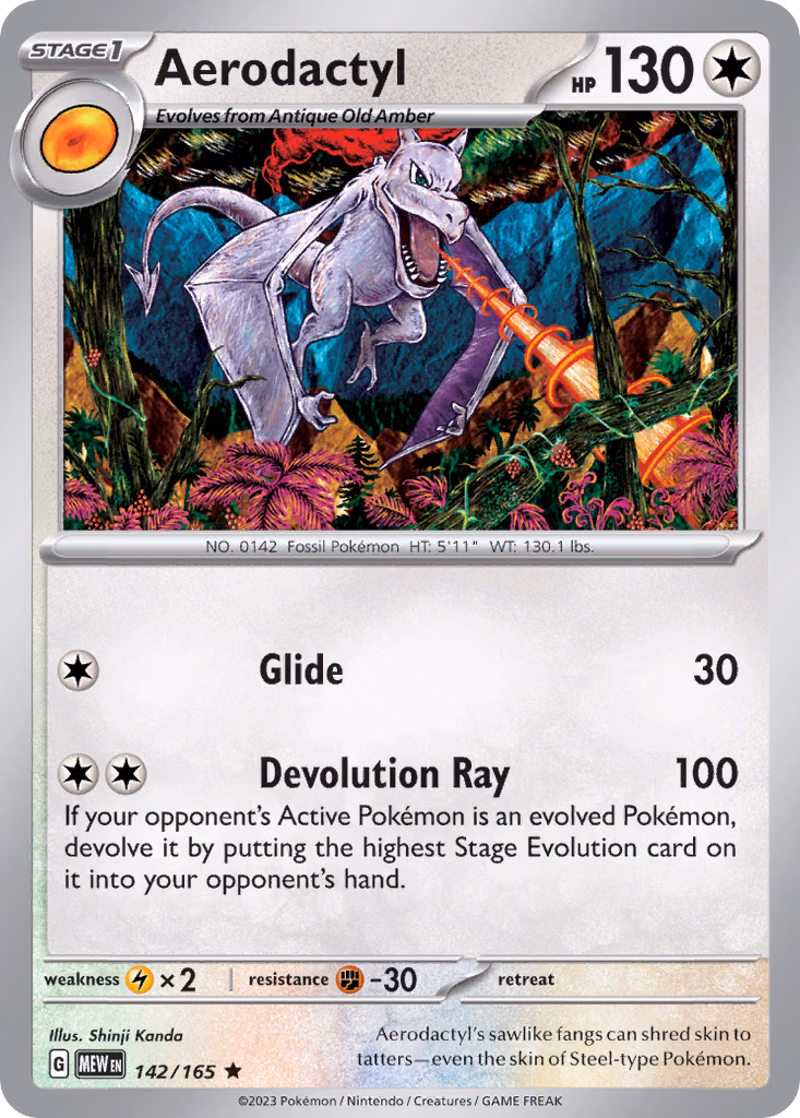 Aerodactyl Pokemon card (142/165, 151)