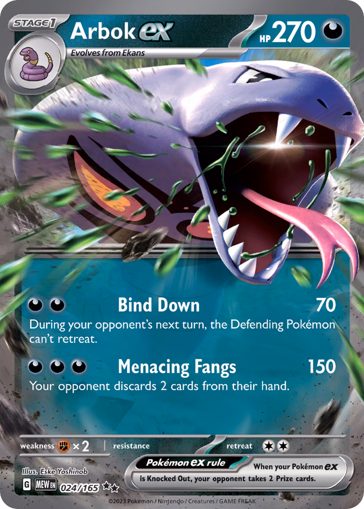 Arbok ex Pokemon card (024/165, 151)