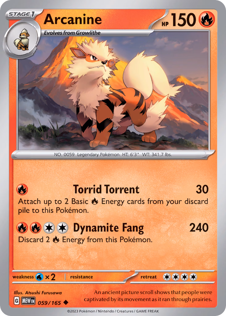 Arcanine Pokemon card (059/165, 151)