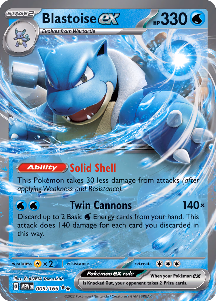 Blastoise ex Pokemon card (009/165, 151)