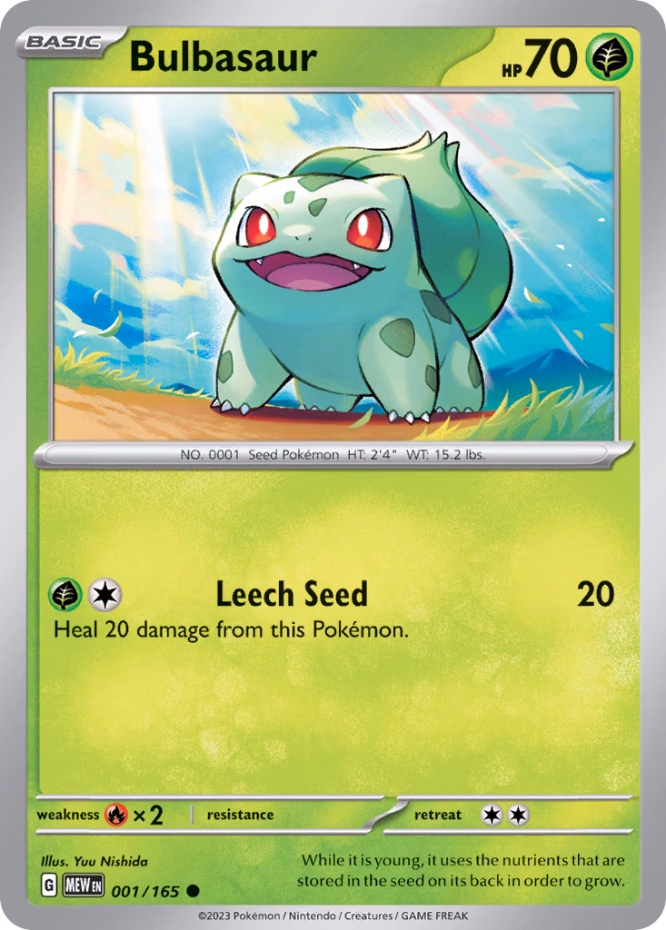 Bulbasaur Pokemon card (001/165, 151)