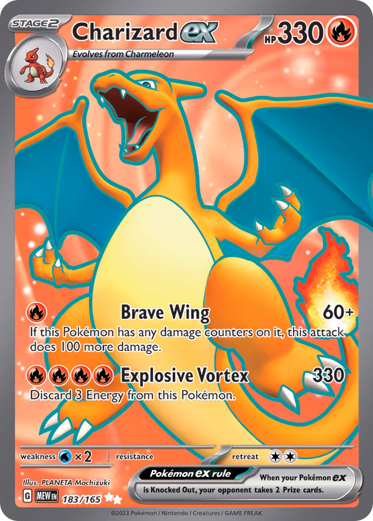 Charizard ex Pokemon card (183/165, 151)