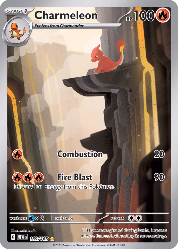 Charmeleon Pokemon card (169/165, 151)