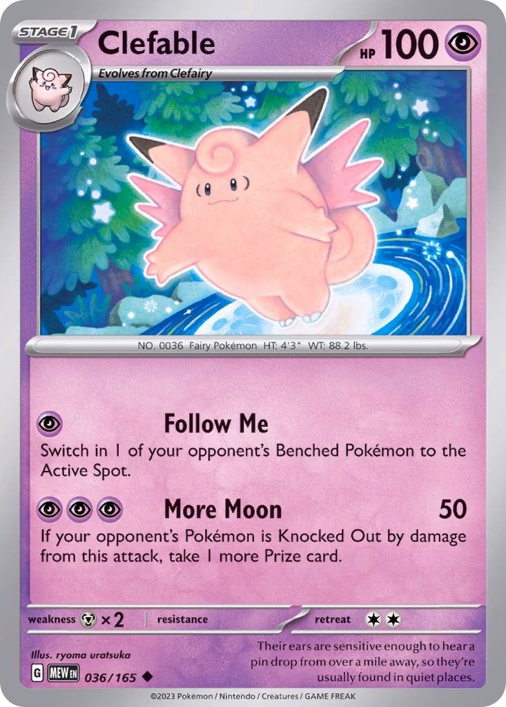 Clefable Pokemon card (036/165, 151)