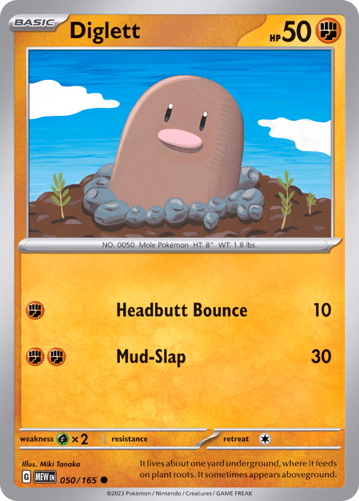 Diglett Pokemon card (050/165, 151)