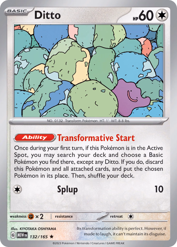 Ditto Pokemon card (132/165, 151)