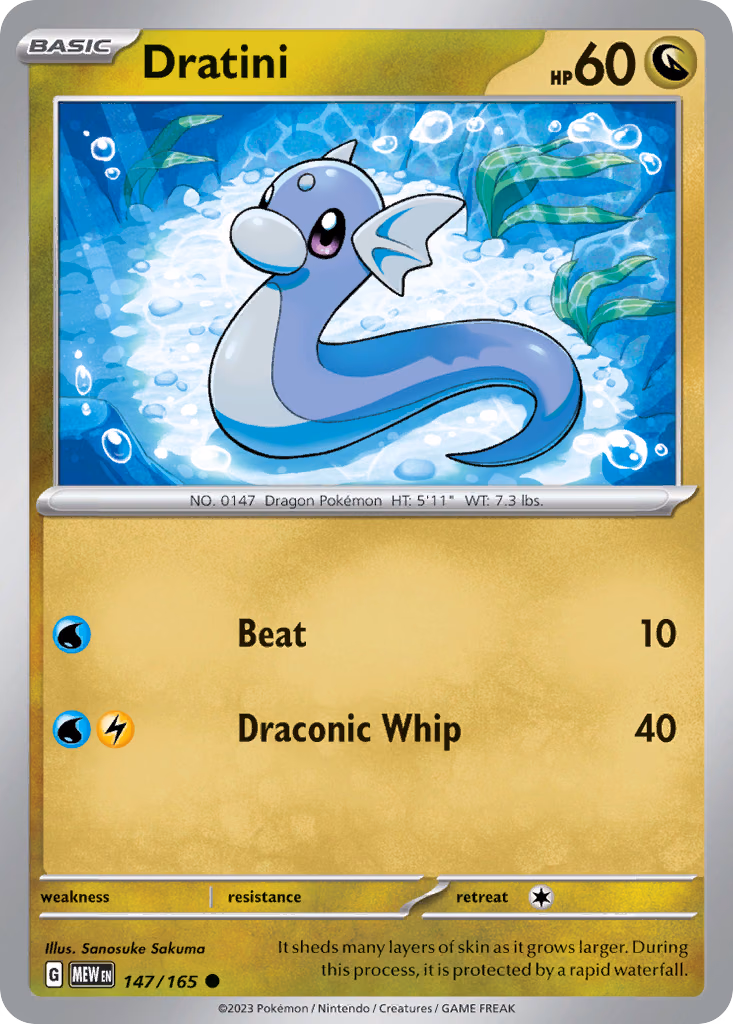 Dratini Pokemon card (147/165, 151)