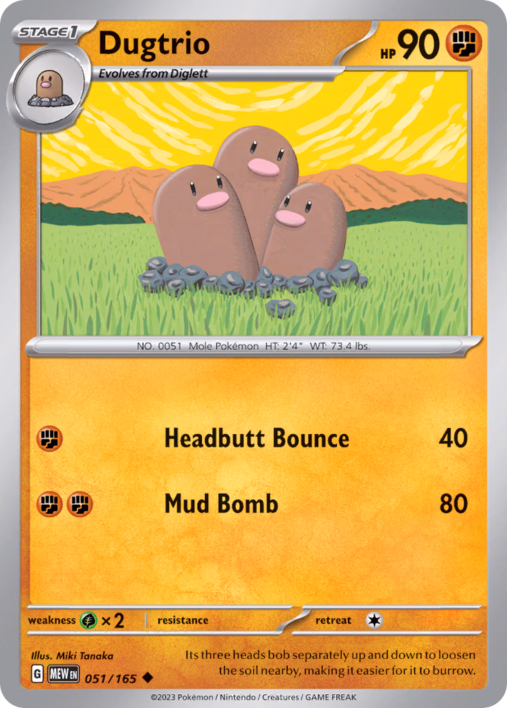 Dugtrio Pokemon card (051/165, 151)