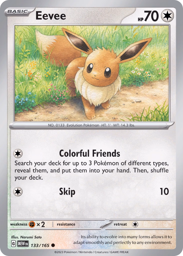 Eevee Pokemon card (133/165, 151)