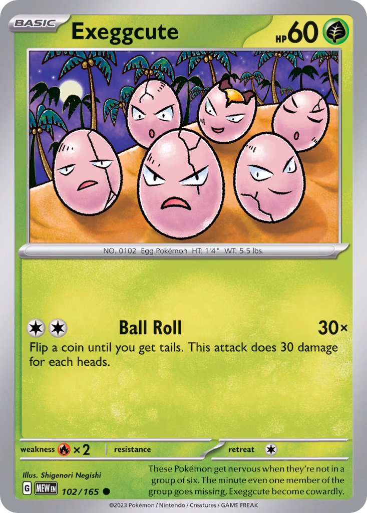 Exeggcute Pokemon card (102/165, 151)