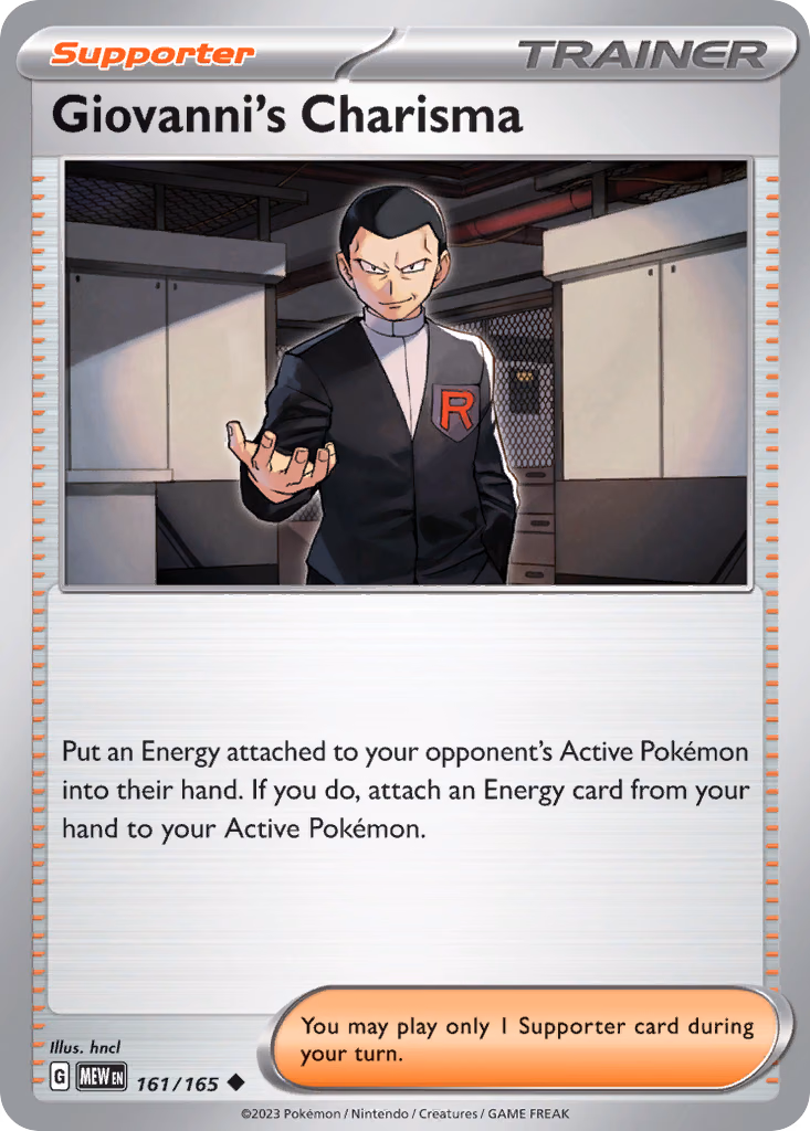 Giovanni's Charisma Pokemon card (161/165, 151)