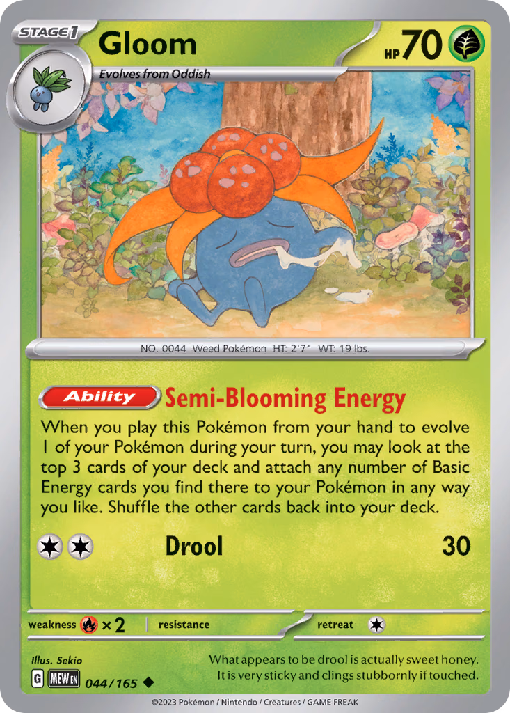 Gloom Pokemon card (044/165, 151)