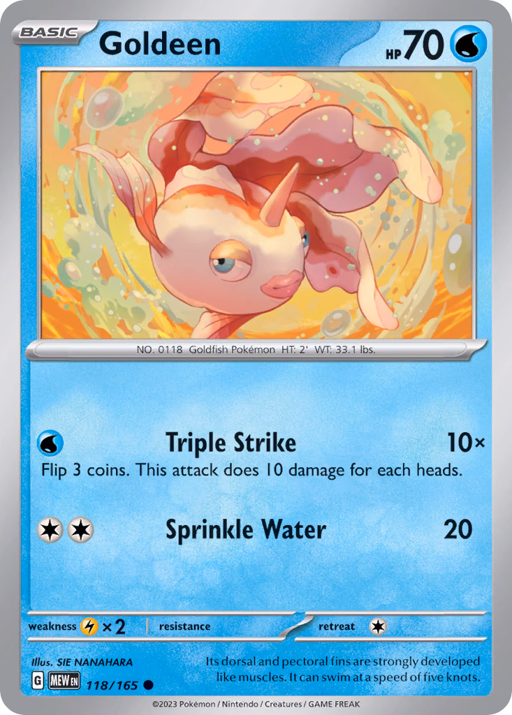 Goldeen Pokemon card (118/165, 151)