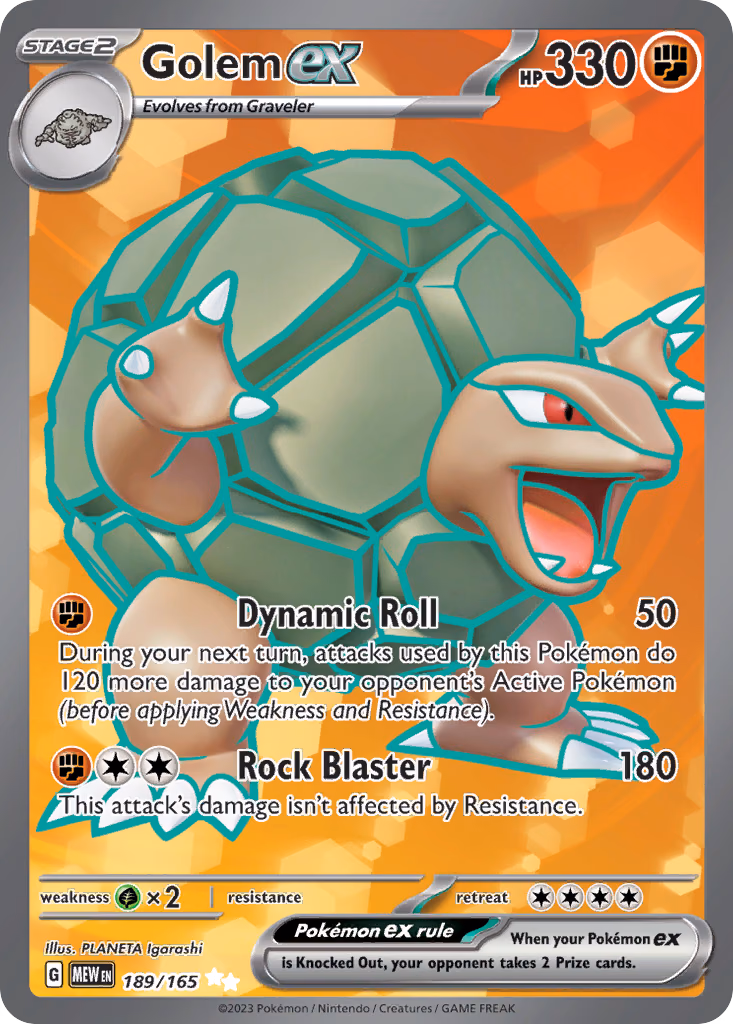 Golem ex Pokemon card (189/165, 151)