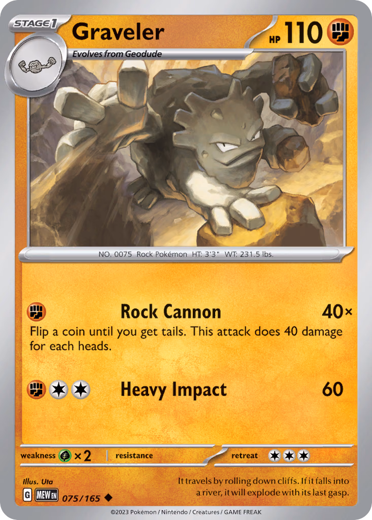 Graveler Pokemon card (075/165, 151)