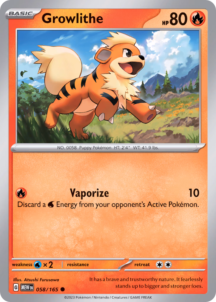 Growlithe Pokemon card (058/165, 151)