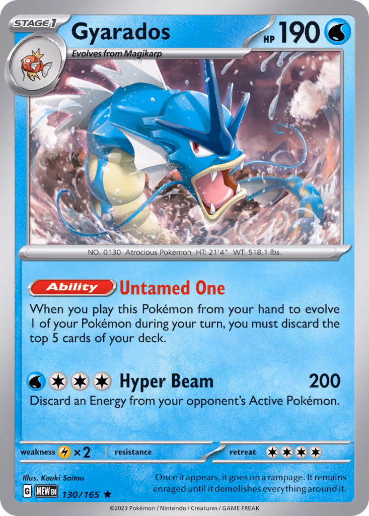 Gyarados Pokemon card (130/165, 151)
