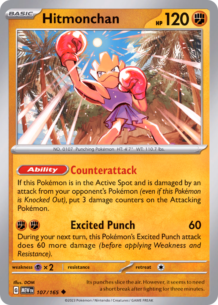 Hitmonchan Pokemon card (107/165, 151)