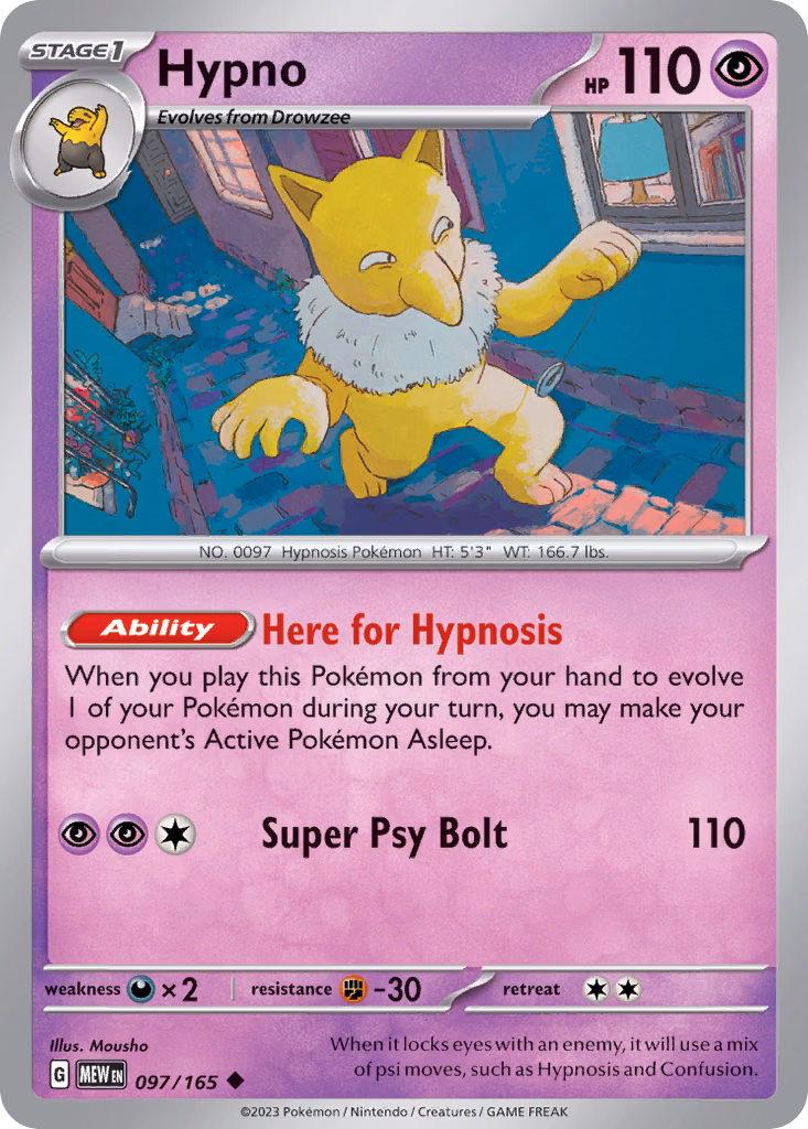 Hypno Pokemon card (097/165, 151)