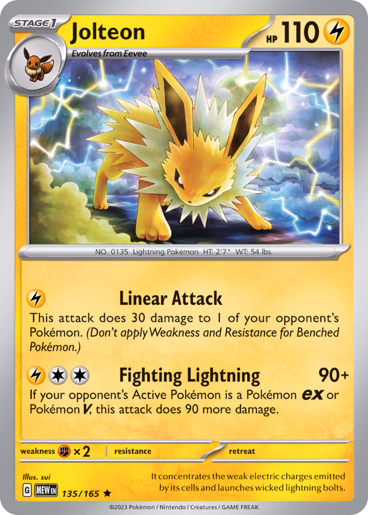Jolteon Pokemon card (135/165, 151)