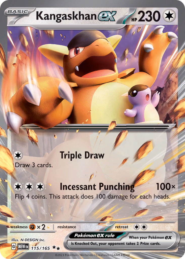 Kangaskhan ex Pokemon card (115/165, 151)