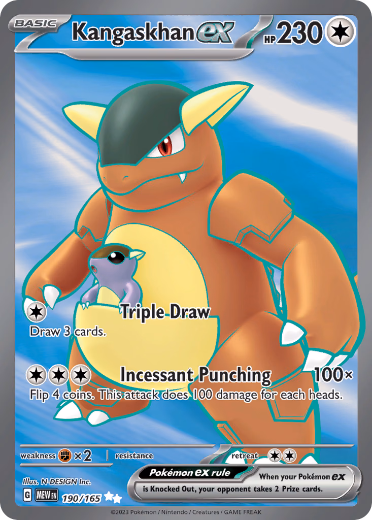 Kangaskhan ex Pokemon card (190/165, 151)