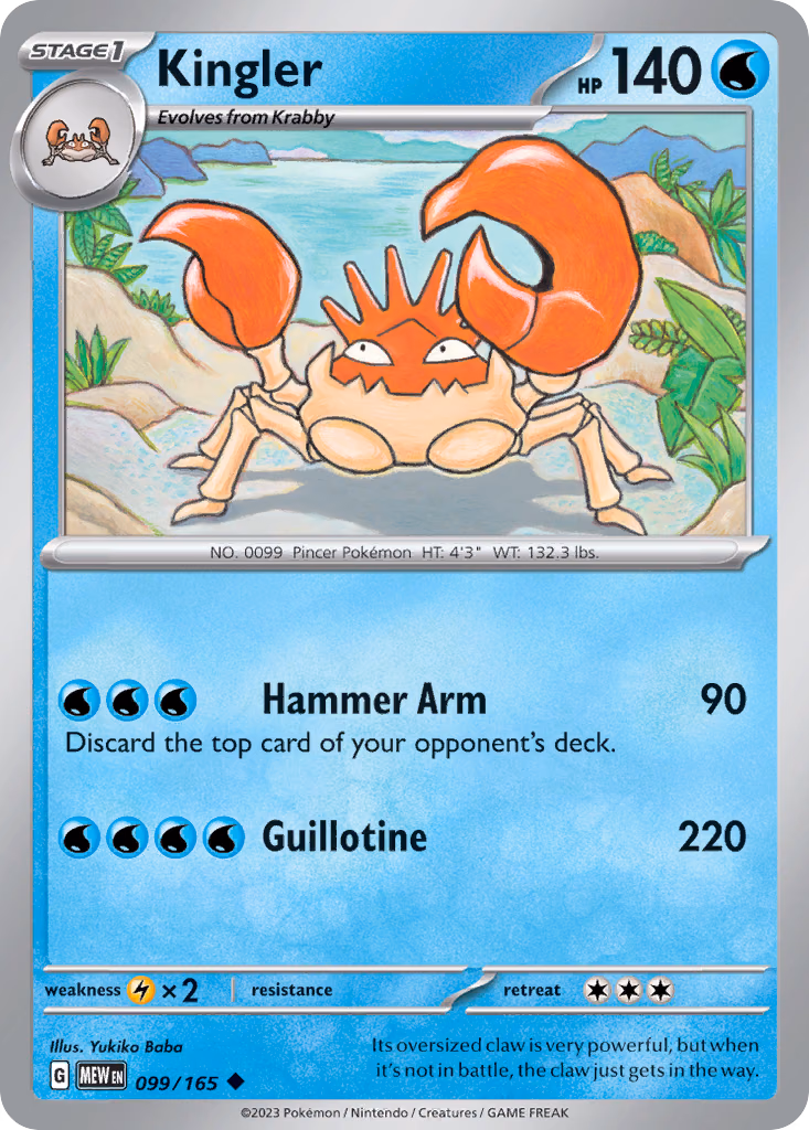 Kingler Pokemon card (099/165, 151)