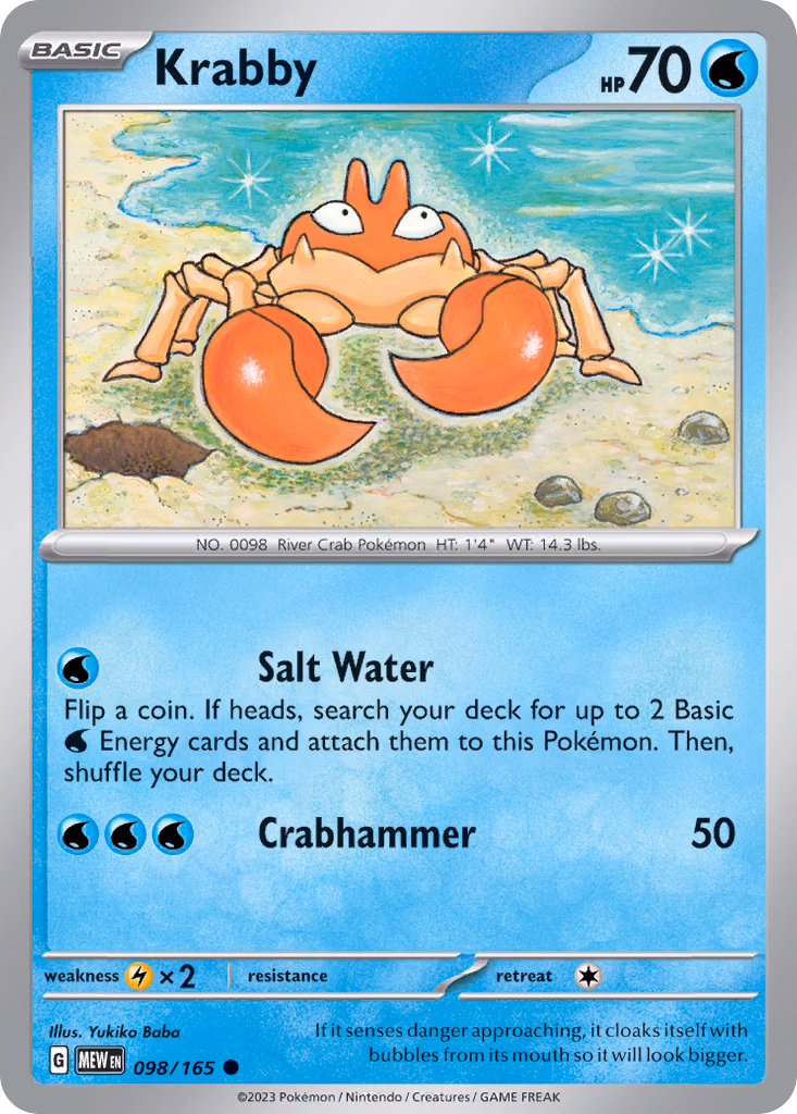 Krabby Pokemon card (098/165, 151)