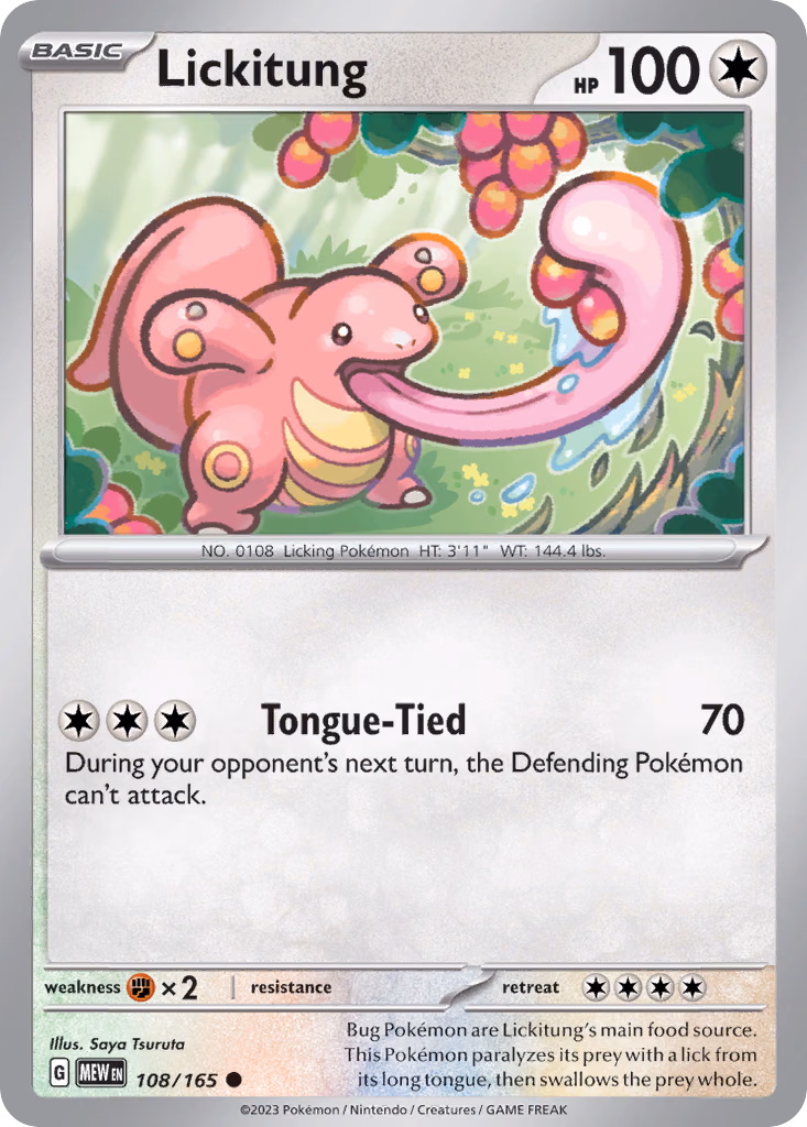Lickitung Pokemon card (108/165, 151)