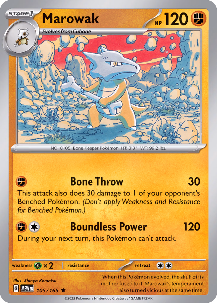 Marowak Pokemon card (105/165, 151)