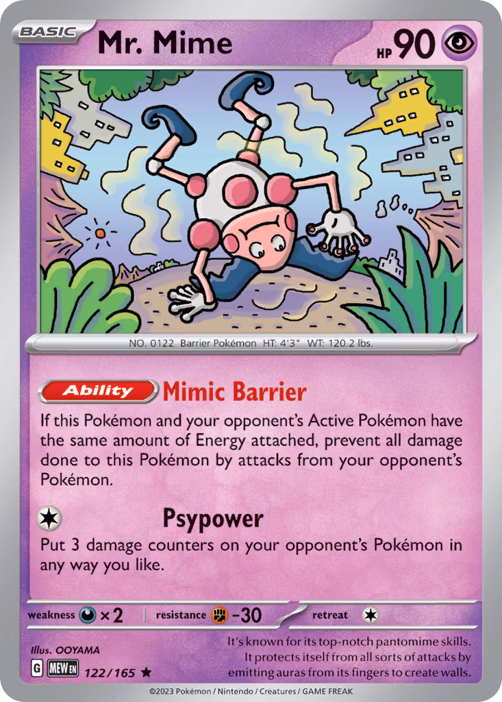 Mr. Mime Pokemon card (122/165, 151)