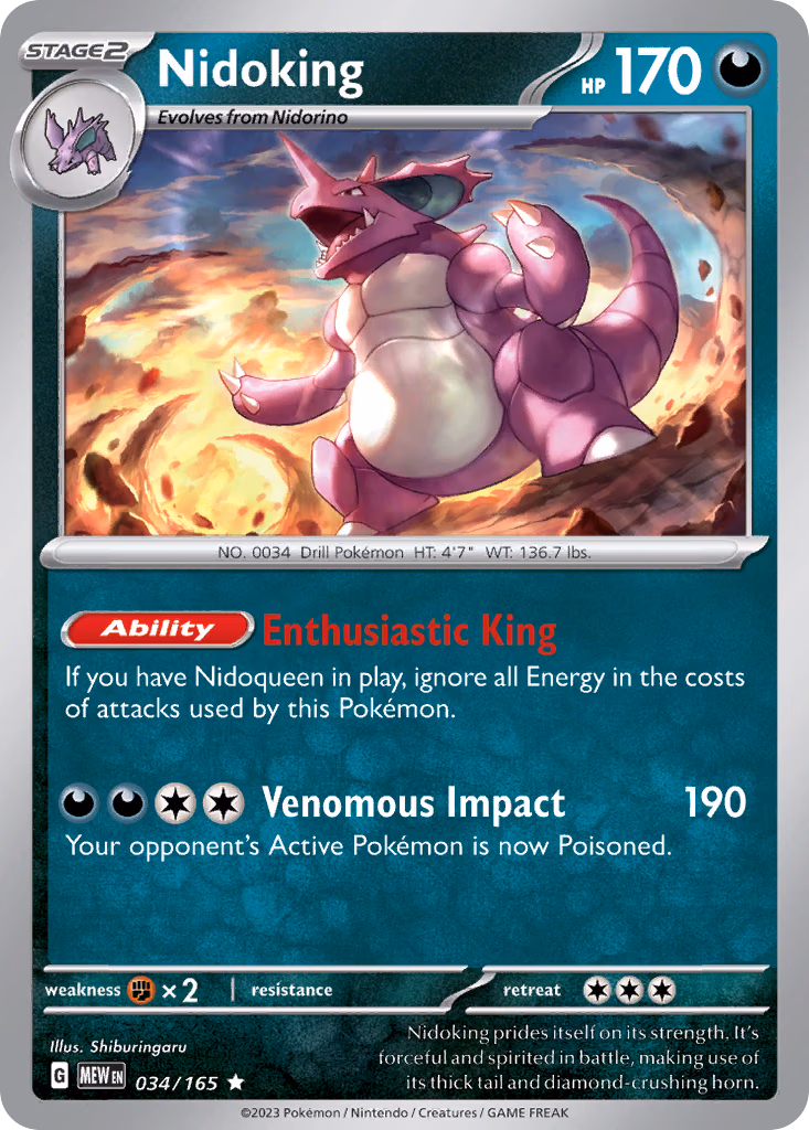 Nidoking Pokemon card (034/165, 151)