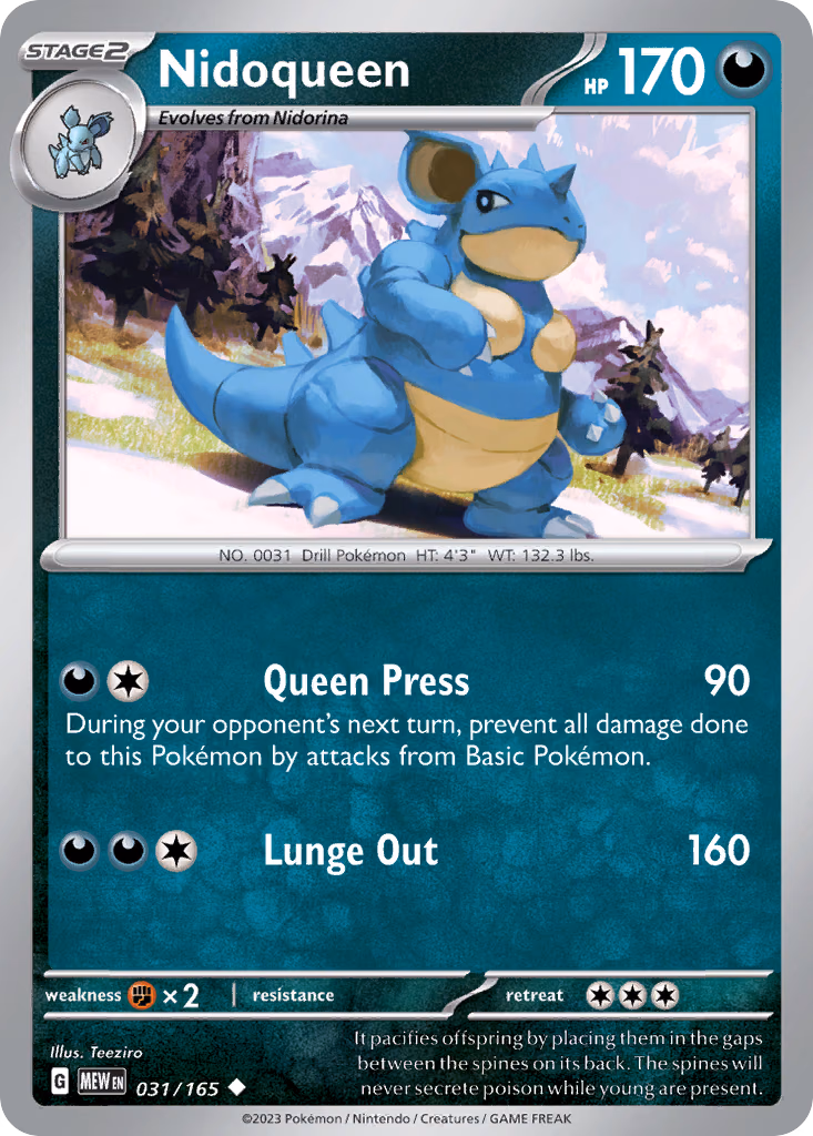 Nidoqueen Pokemon card (031/165, 151)