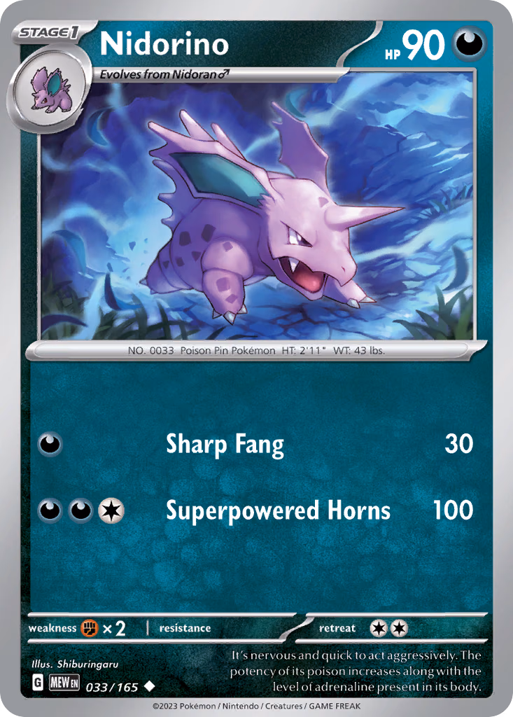 Nidorino Pokemon card (033/165, 151)