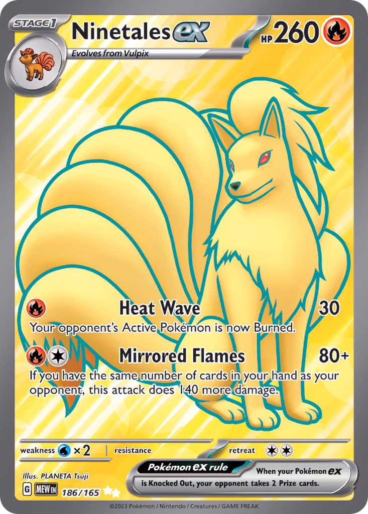 Ninetales ex Pokemon card (186/165, 151)