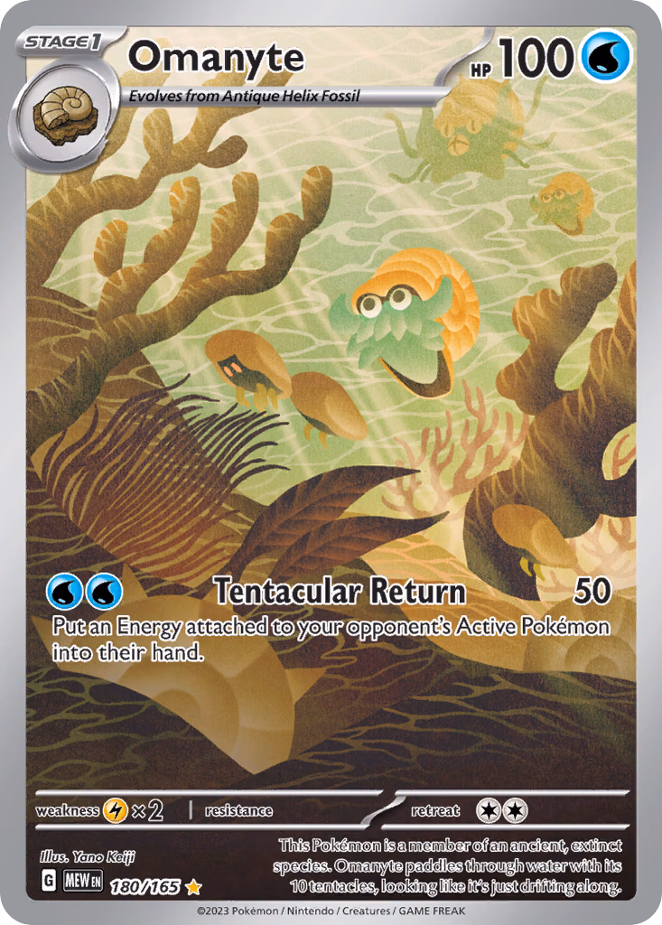 Omanyte Pokemon card (180/165, 151)