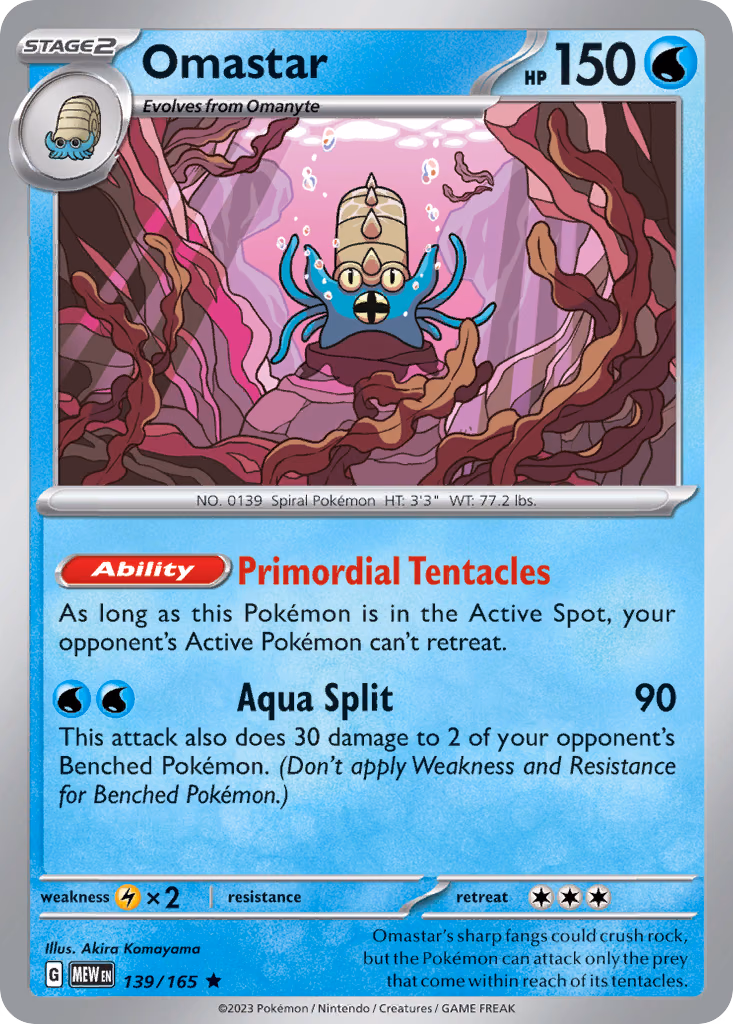 Omastar Pokemon card (139/165, 151)