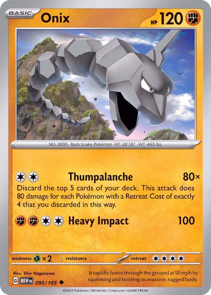 Onix Pokemon card (095/165, 151)