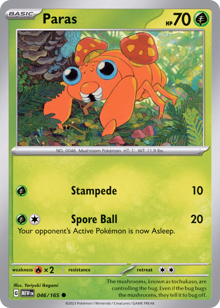 Paras Pokemon card (046/165, 151)