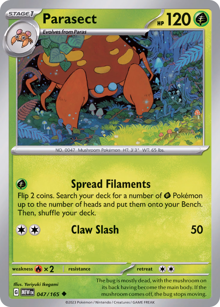 Parasect Pokemon card (047/165, 151)