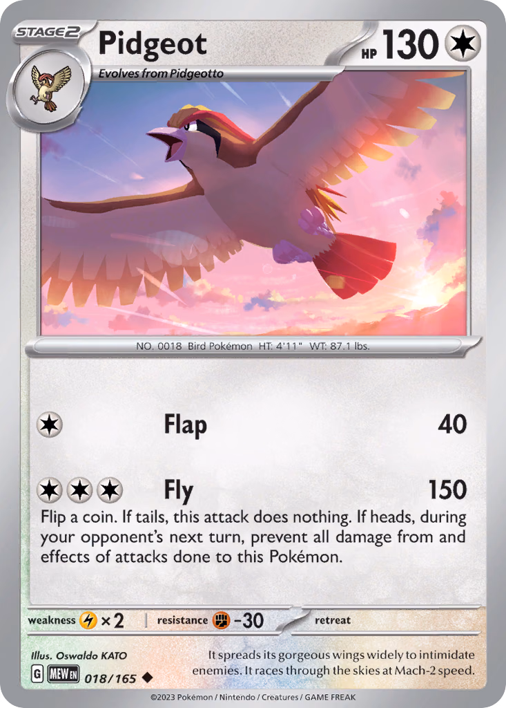 Pidgeot Pokemon card (018/165, 151)