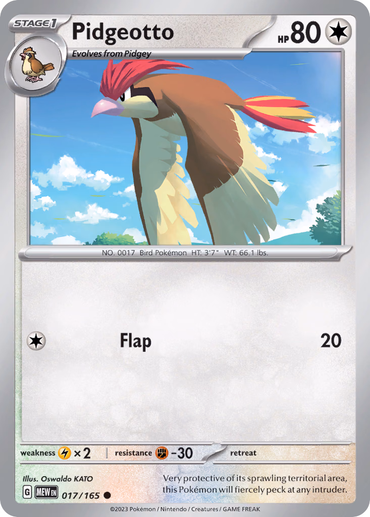 Pidgeotto Pokemon card (017/165, 151)
