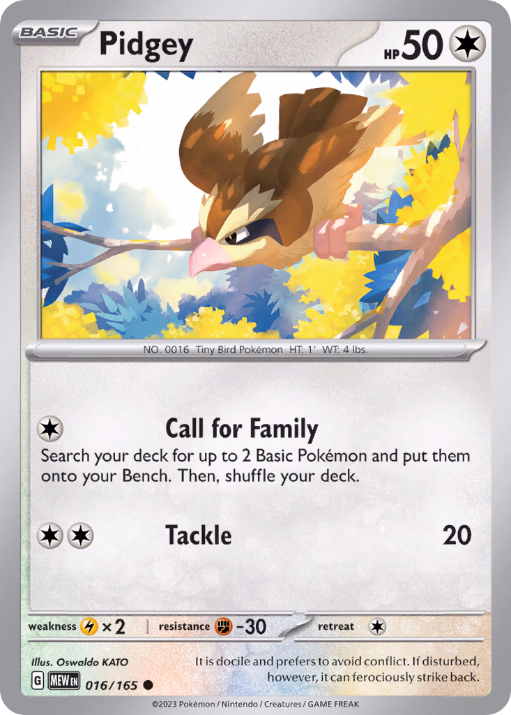 Pidgey Pokemon card (016/165, 151)