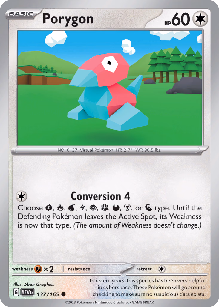 Porygon Pokemon card (137/165, 151)